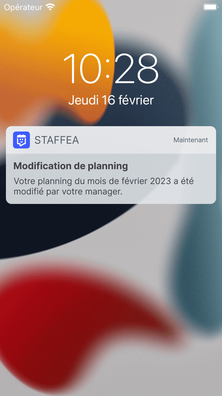 Staffea application mobile affichage notification push